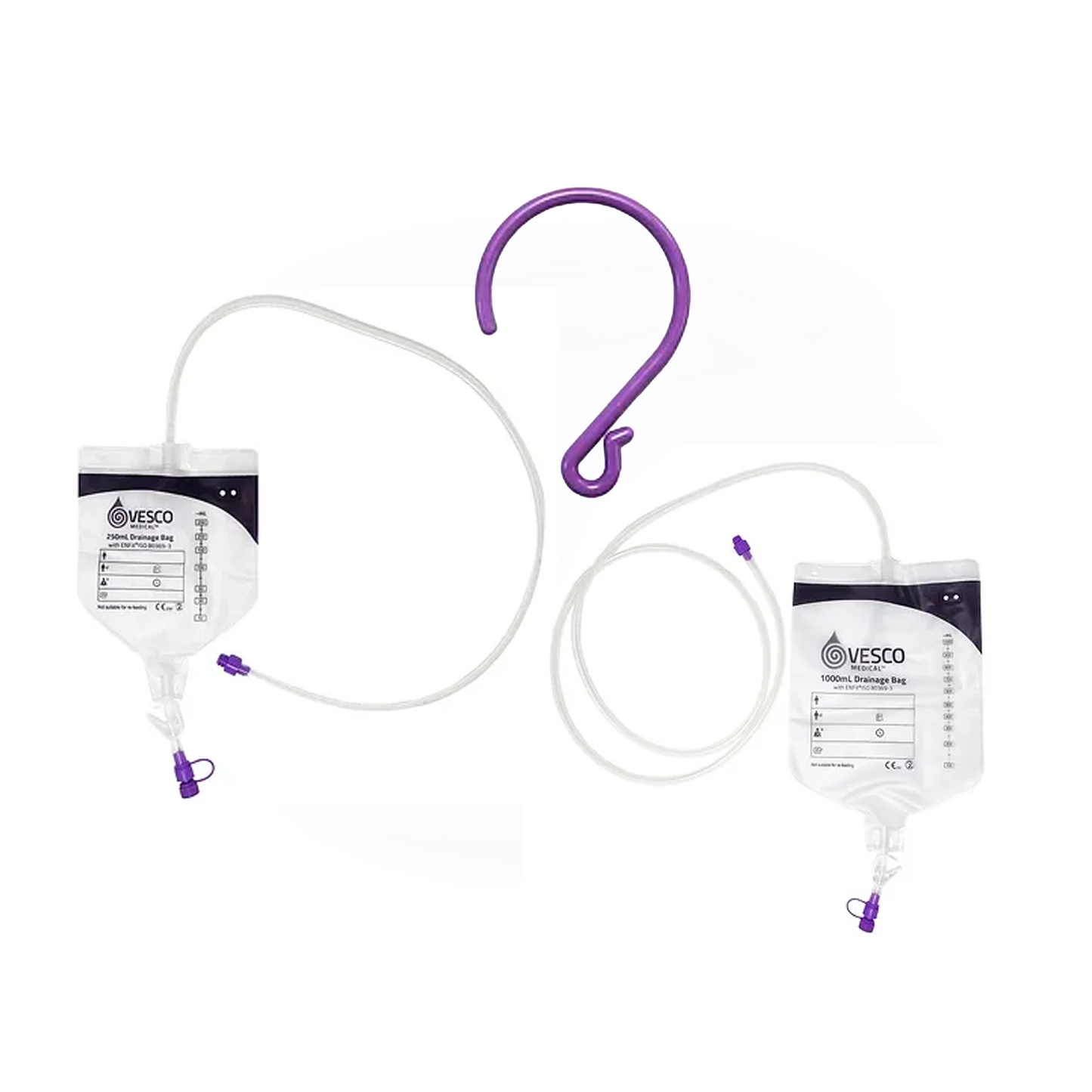 ENFit Drainage Bag with Tubing and Hanger