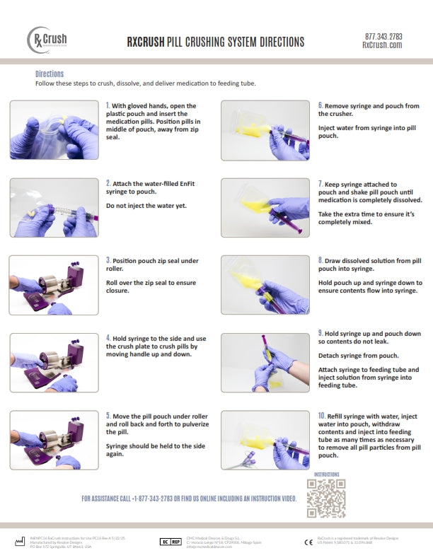 RxCrush® PC16 Instruction Sheet - English - single page one side INEML-1