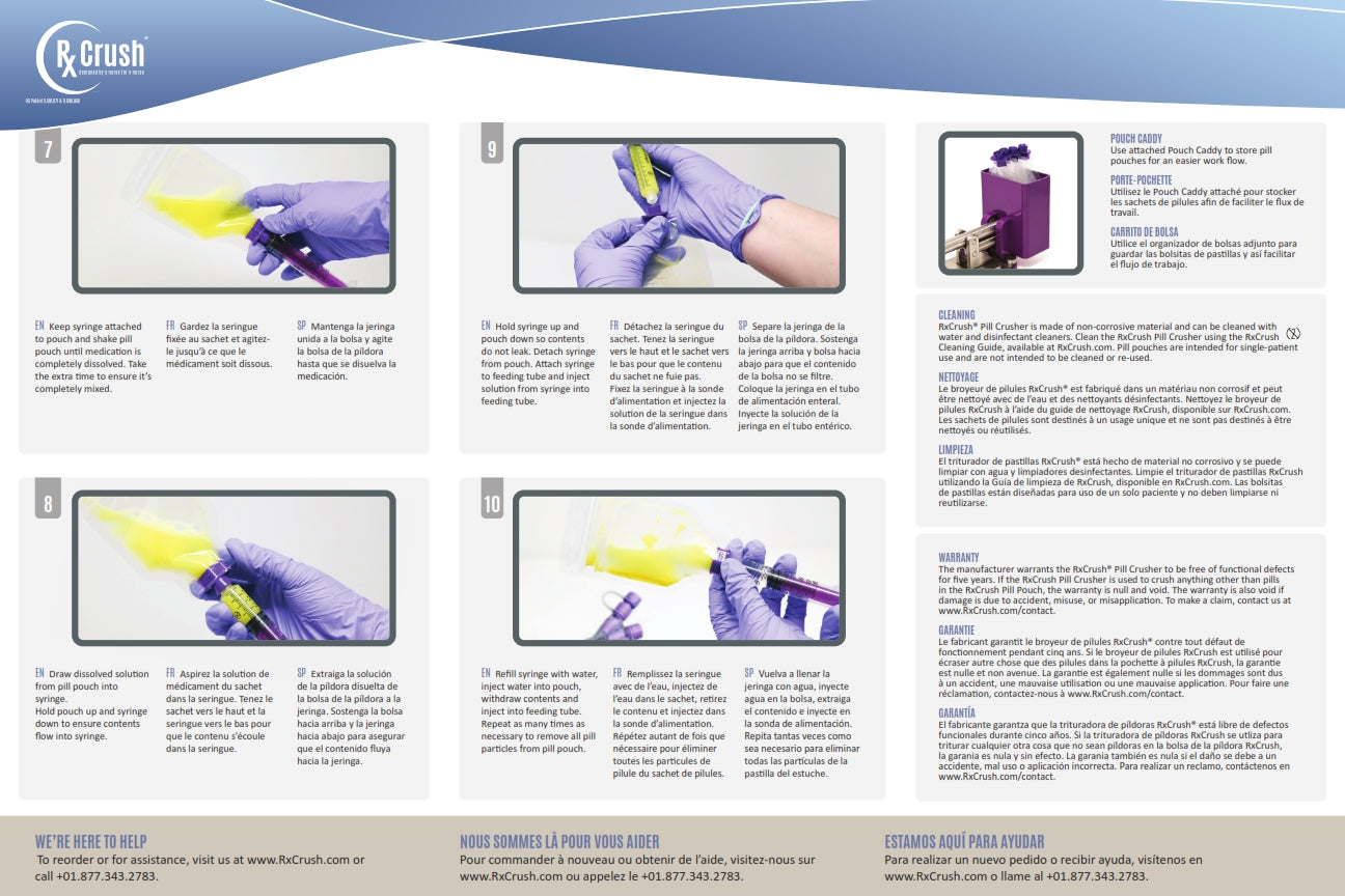 RxCrush Pill Crusher Instruction Sheet - Mulilingual