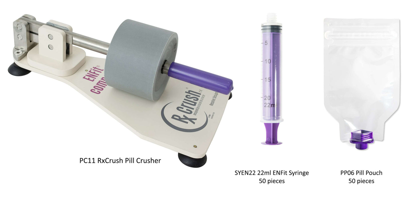 Pill Crusher Adult Starter Pack with Pill Crusher, ENFit Syringe and Pill Pouch