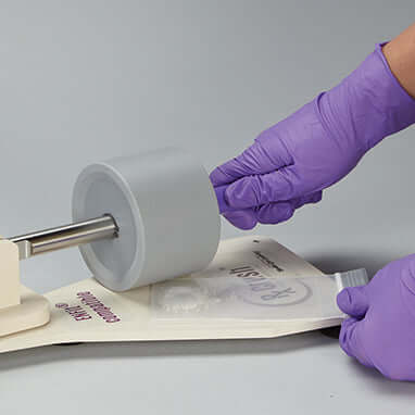 Rx Crush Pill Crusher Crushing the Pills inside the Perforated Pill Pouch